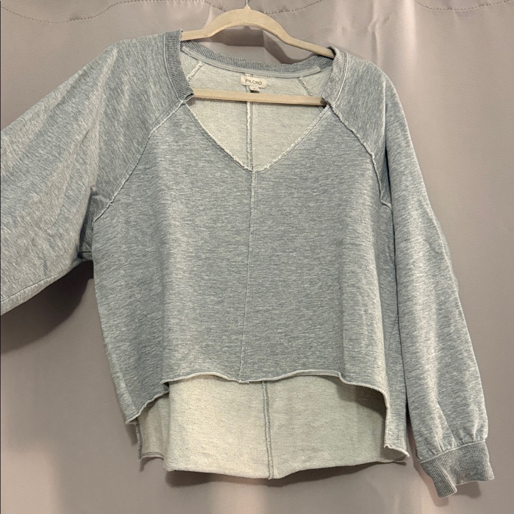 Pilcro Heather Gray V-Neck Sweatshirt